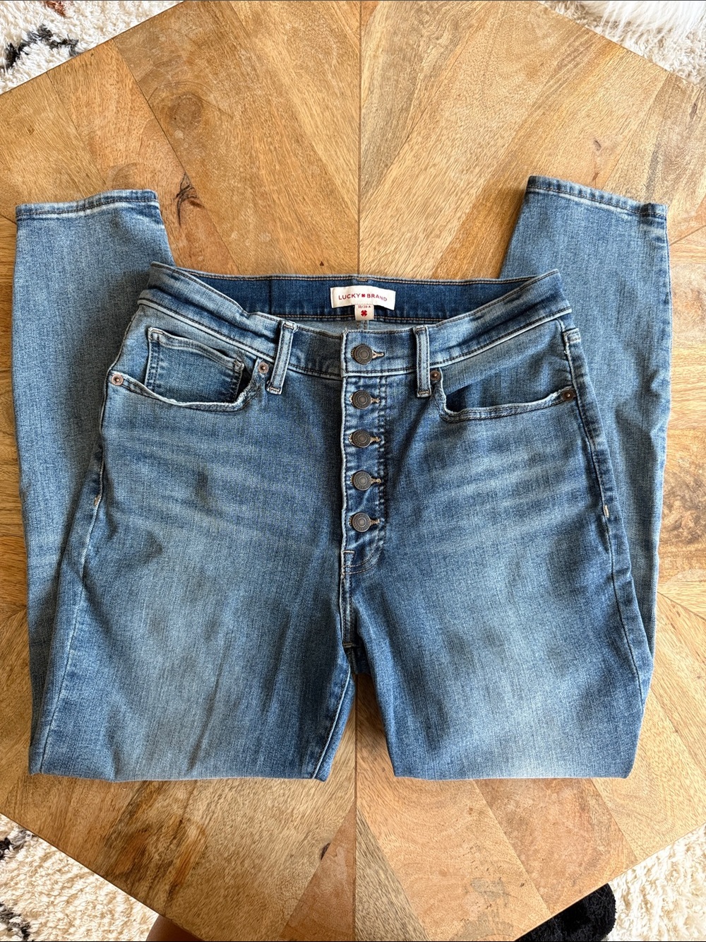 Lucky Brand Medium Blue High-Rise Button-Fly Jeans
